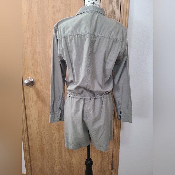 Dylan Brand Military Safari Inspired Button Up Tie Collared Romper Jumpsuit - Picture 2 of 5